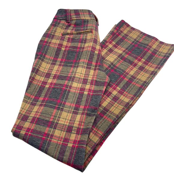 Anthropologie Plaid Flared The Essential Trousers Womens Size US 0 - Picture 7 of 12